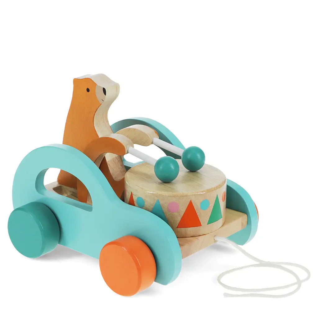 Rex London Juegos de estimulación para tirar de madera Drumming Bear MULTICOLOR
