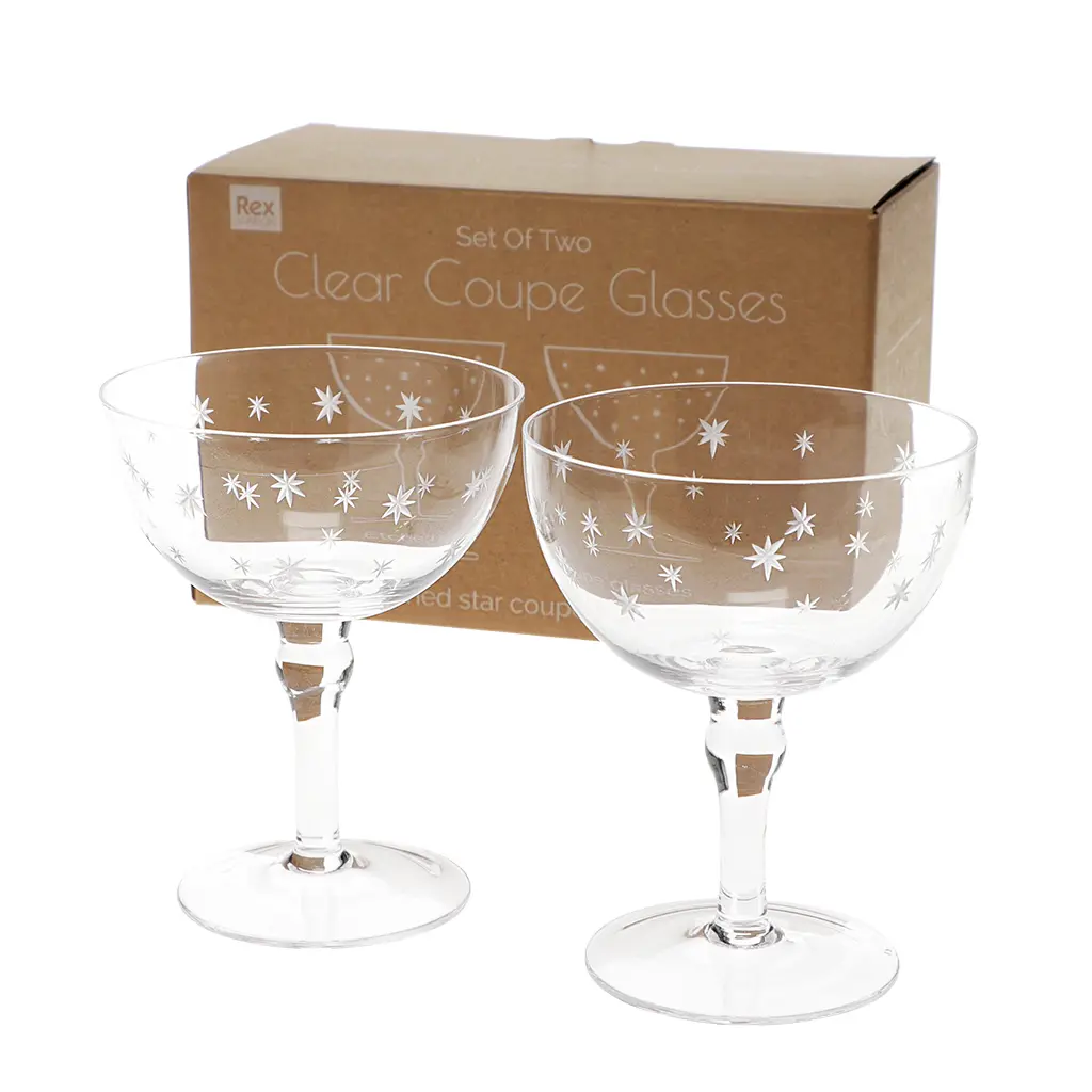 Rex London Vaso de cóctel Etched star (x2) WHITE