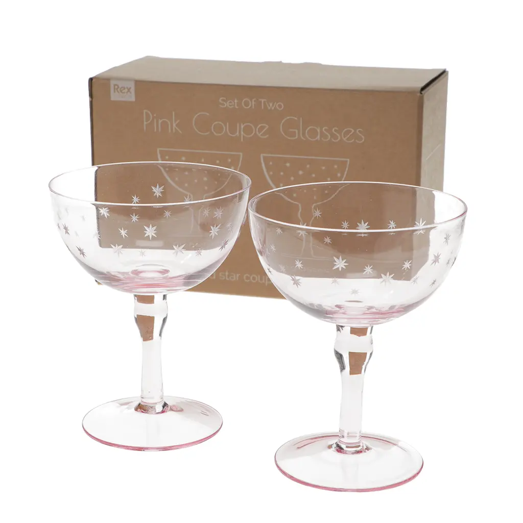 Rex London Vaso de cóctel Etched star (x2) PINK