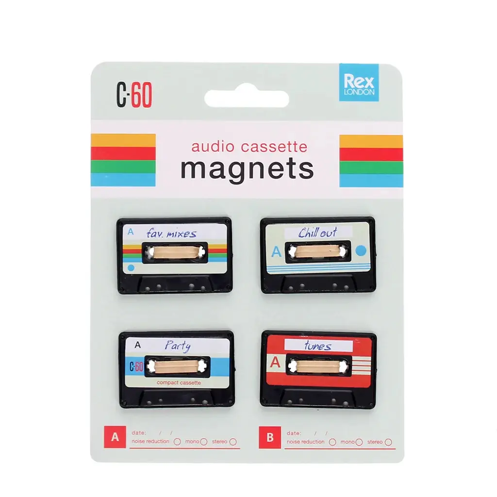 Rex London Mini imán para soporte musical Cassette (x4) MULTICOLOR
