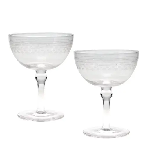 Rex London Copa de vidrio vintage grabada (x2) WHITE