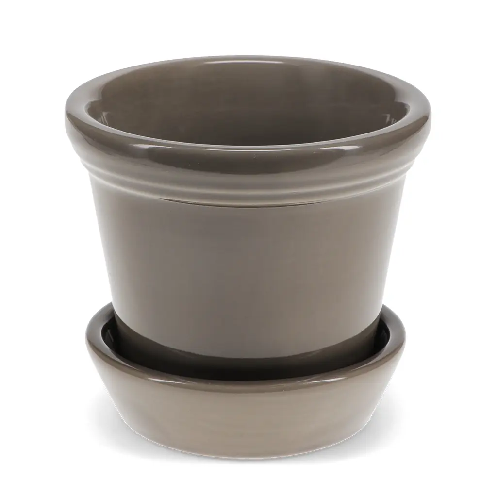 Rex London Maceta de cerámica con plato GRAY