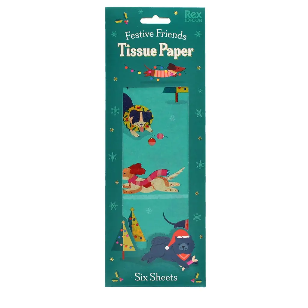 Rex London Decoración navideña de papel de seda Festive Friends (x6) BLUE