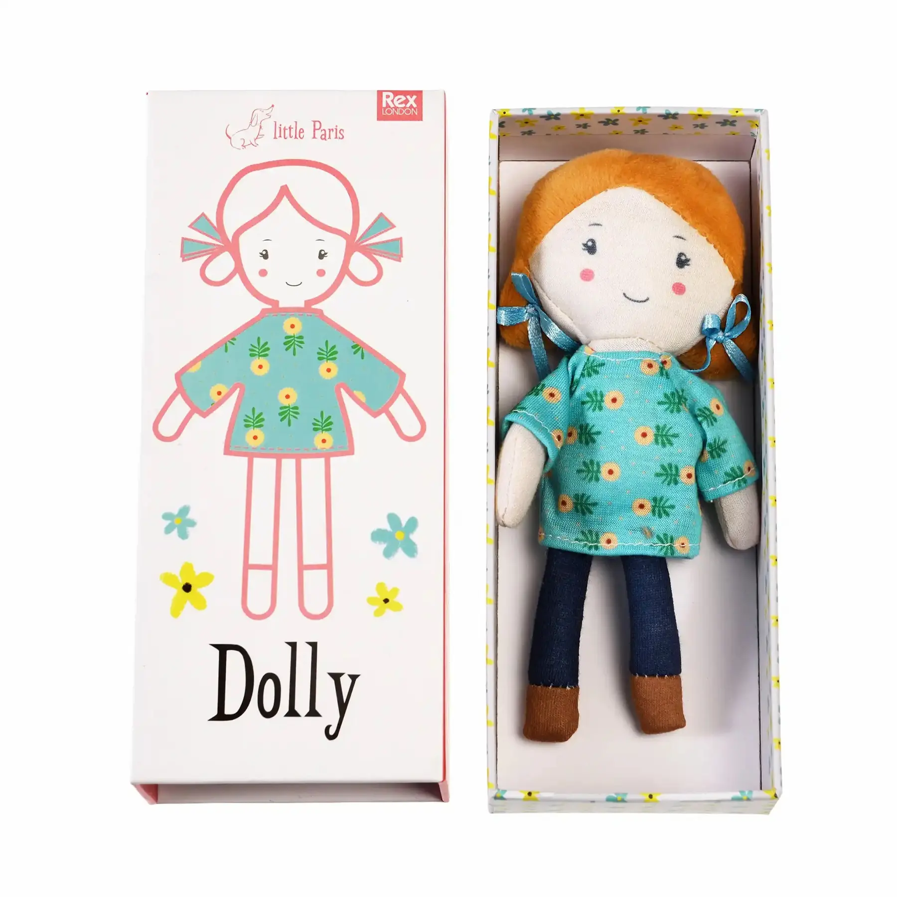 Rex London Muñeca París en caja para bebé GREEN