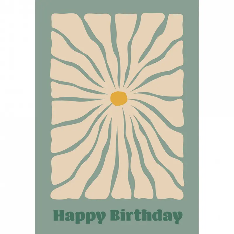 Rex London Tarjeta de cumpleaños Flower Power GREEN