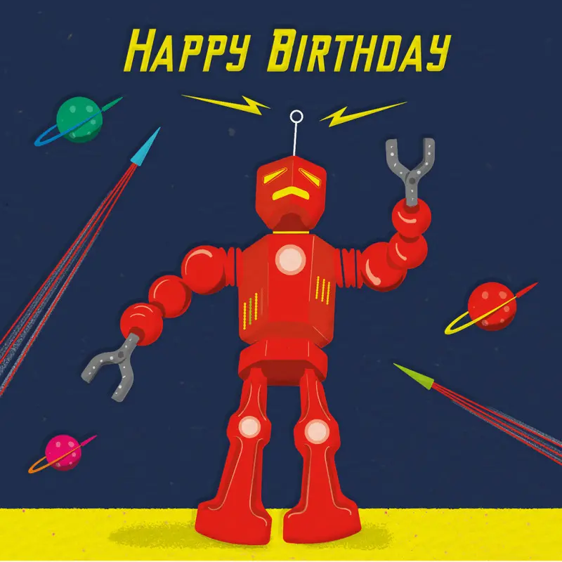 Rex London Tarjeta de cumpleaños Sci-Fi Robot BLUE