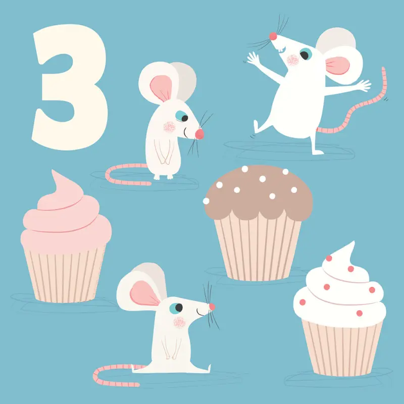 Rex London Tarjeta de cumpleaños Souris Trois BLUE