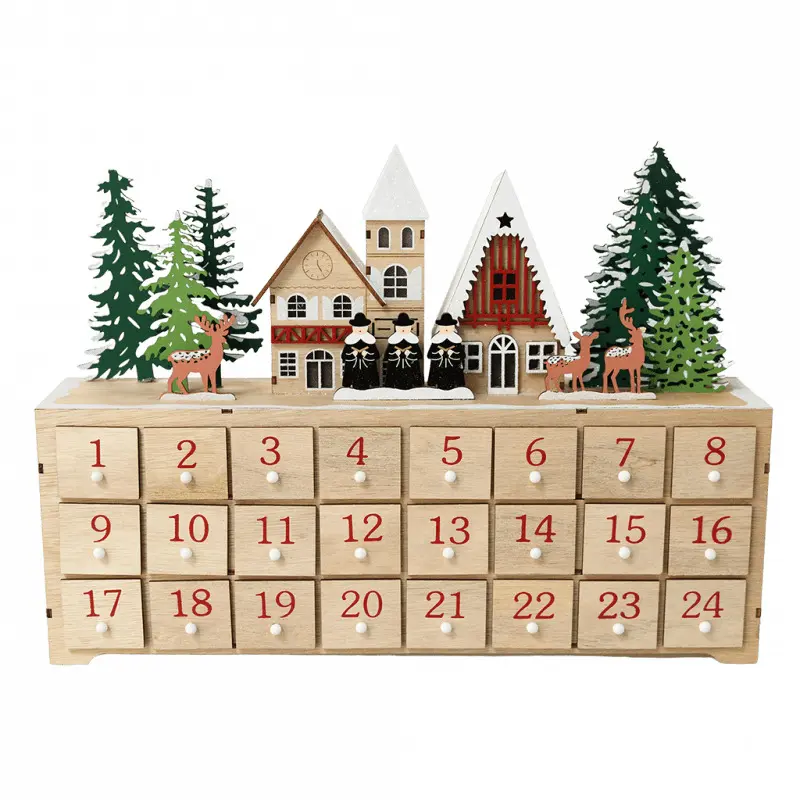 Rex London Calendario de adviento de madera con iluminación led Chanteurs de Noël BEIGE