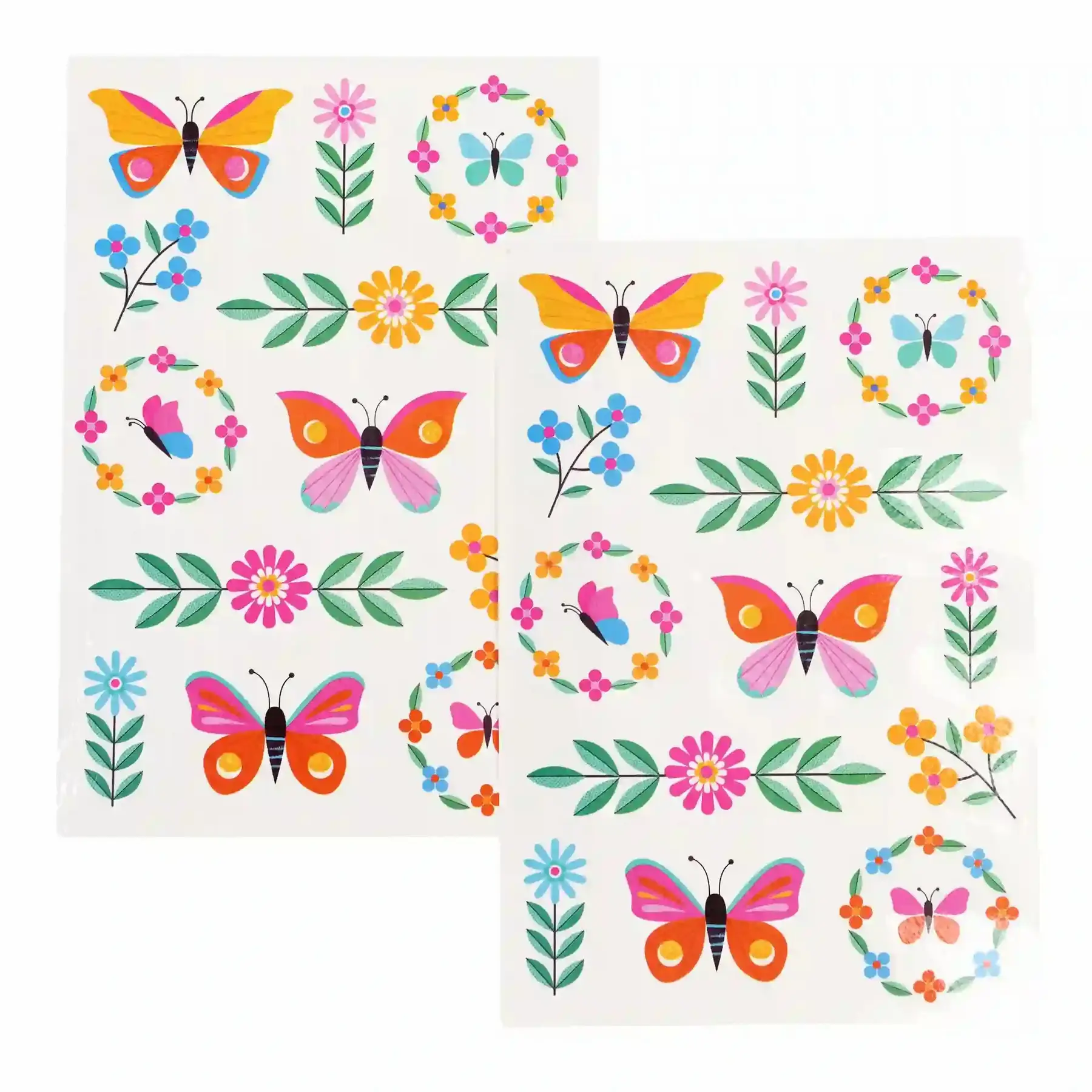 Rex London Tatuaje infantil temporaires Floral Flutter (x2) GREEN