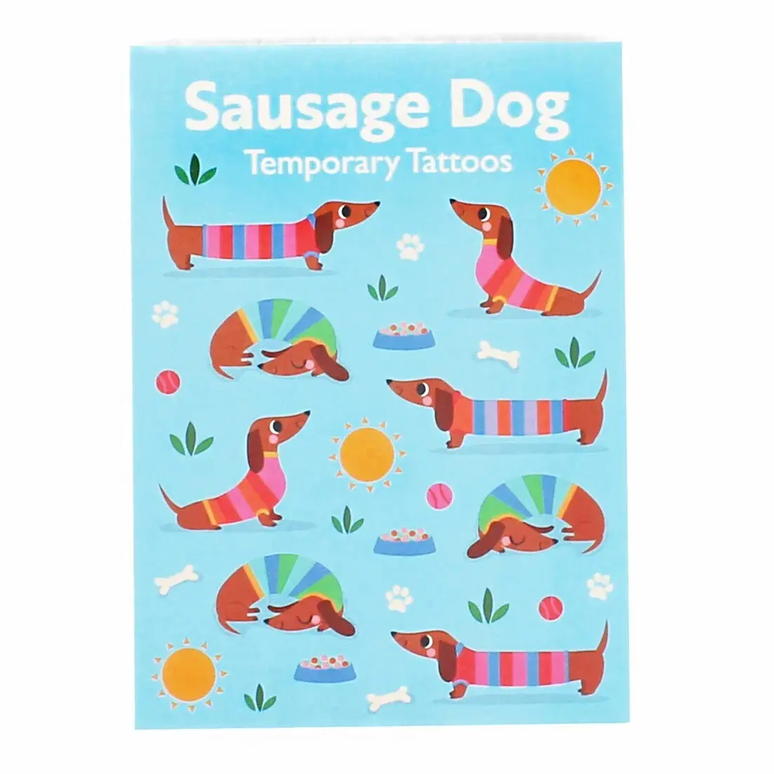 Rex London Tatuaje infantil temporaires Chien Saucisse (x2) BLUE
