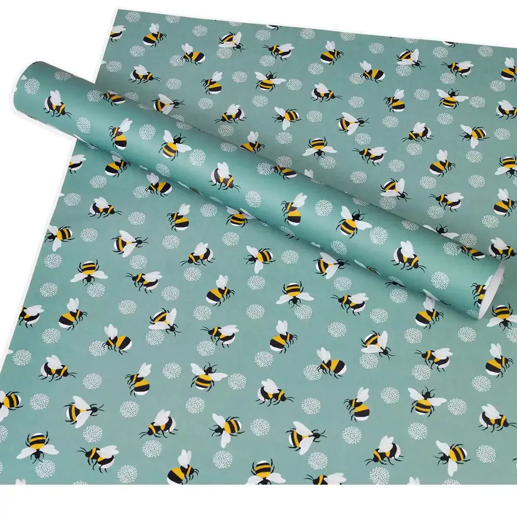 Rex London Hojas de papel de regalo de abejorro GREEN