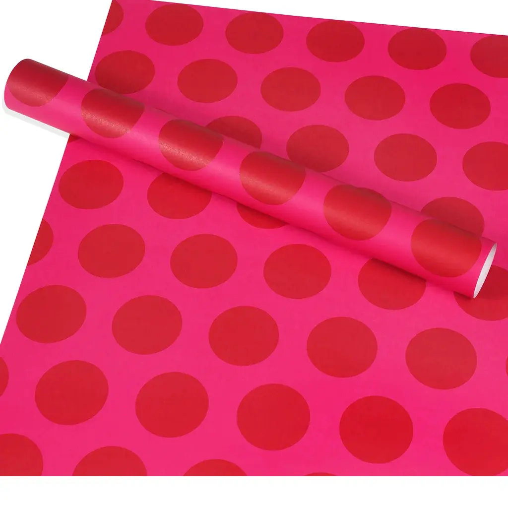 Rex London Papel de regalo con lunares rojos sobre rosa RED