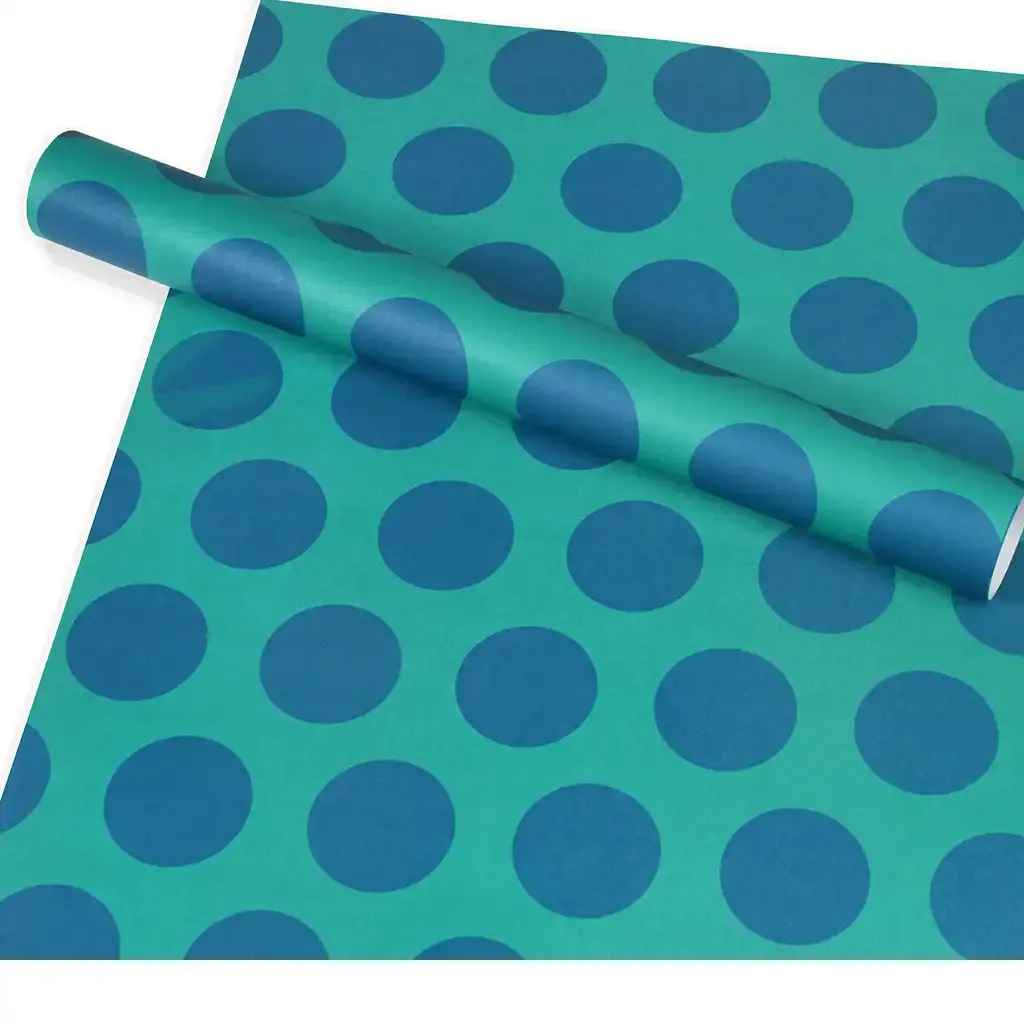 Rex London Hojas de papel de regalo con lunares azules sobre turquesa BLUE