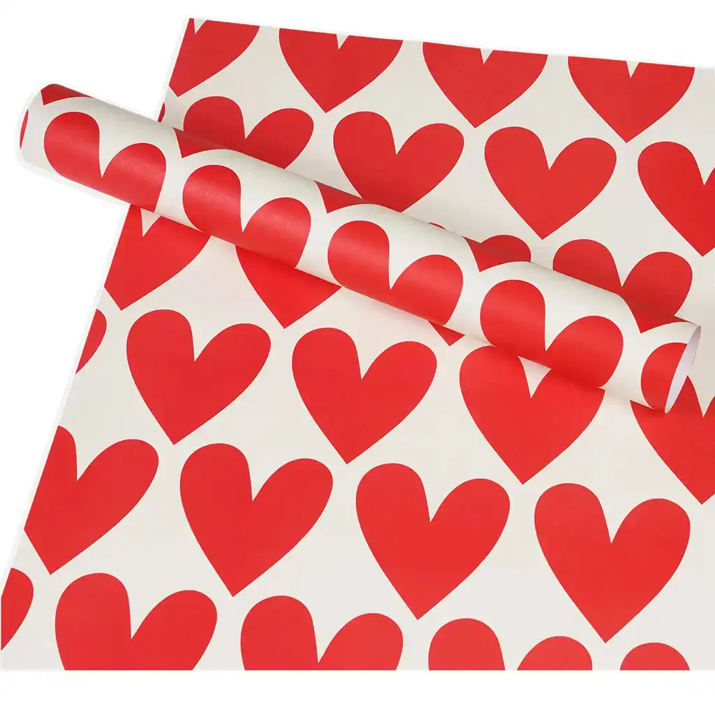 Rex London Hojas de papel de regalo con corazones RED