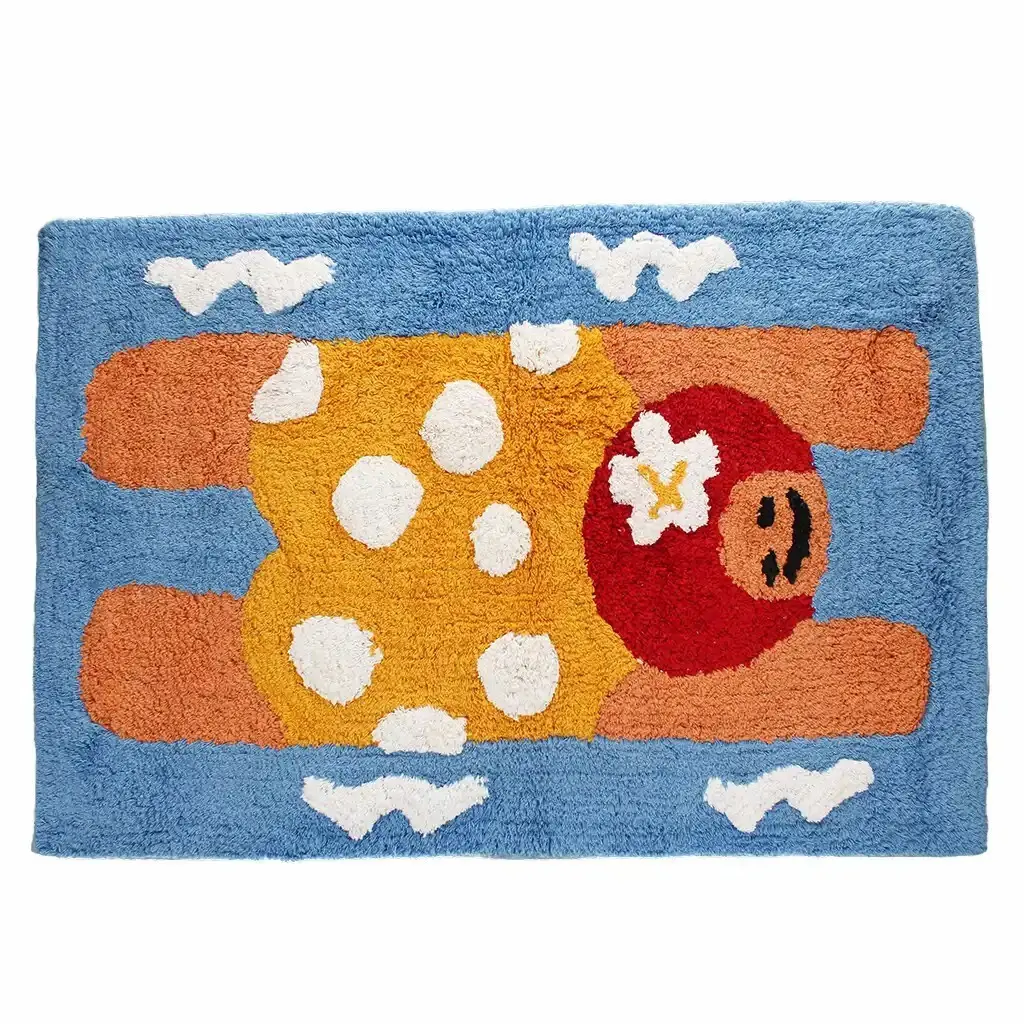 Rex London Alfombrilla de baño de algodón Nageur BLUE