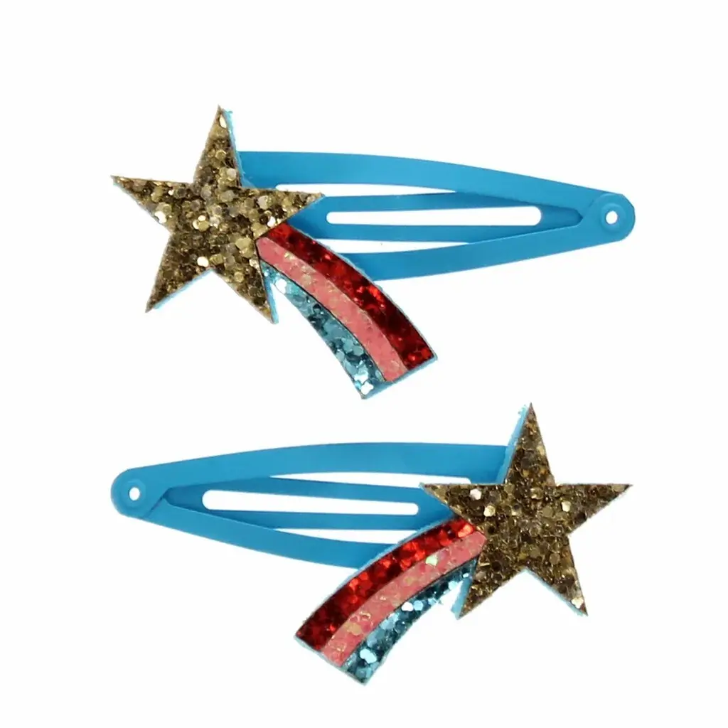 Rex London Pinza para el pelo con purpurina Shooting Star (x2) BLUE