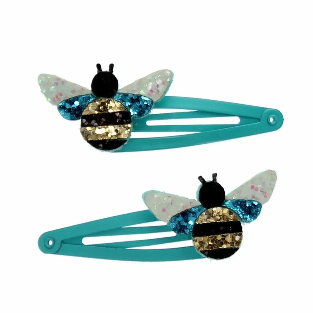 Rex London Pinza para el pelo con purpurina Bumblebee (x2) GREEN