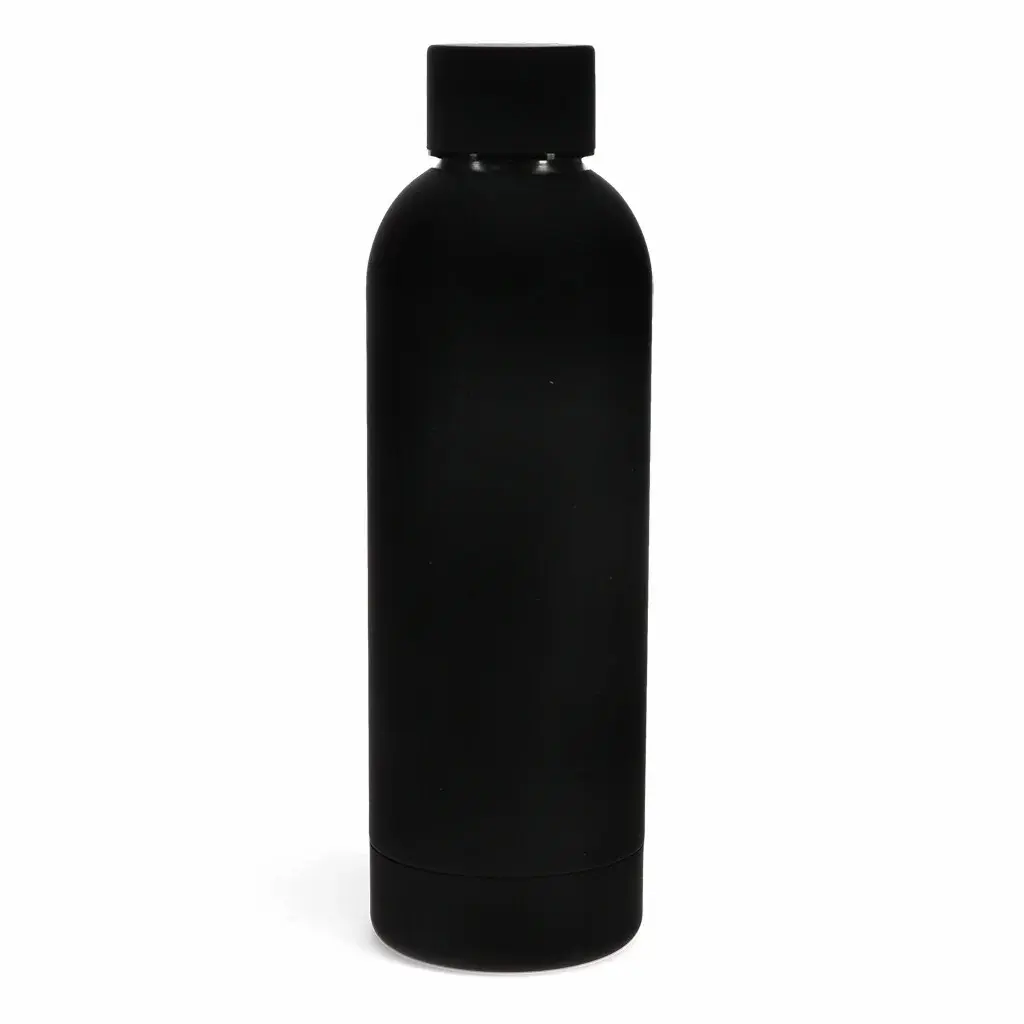 Rex London Botella de acero recubierta de caucho BLACK