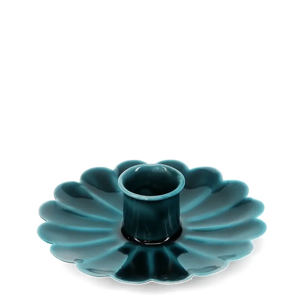 Rex London Portavelas de flor plano en esmaltado BLUE