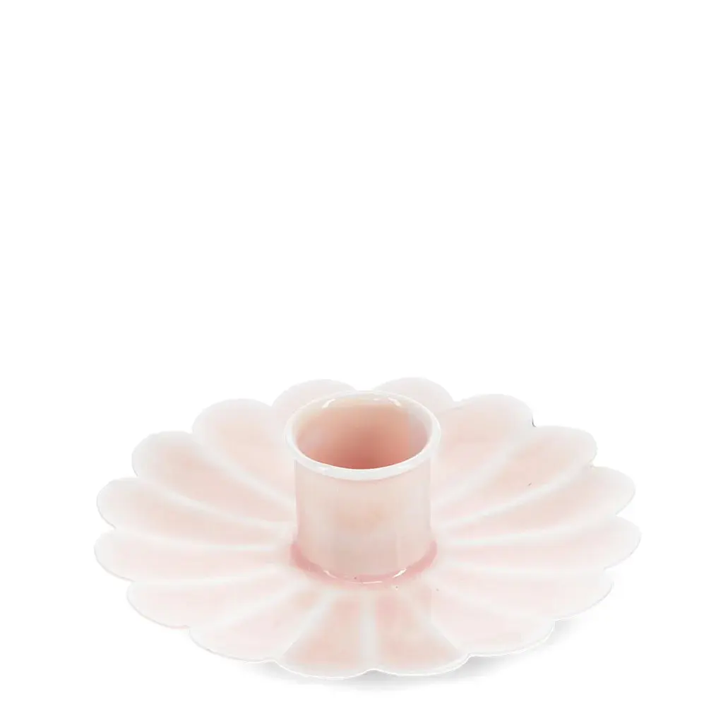 Rex London Portavelas de flor plano en esmaltado PINK