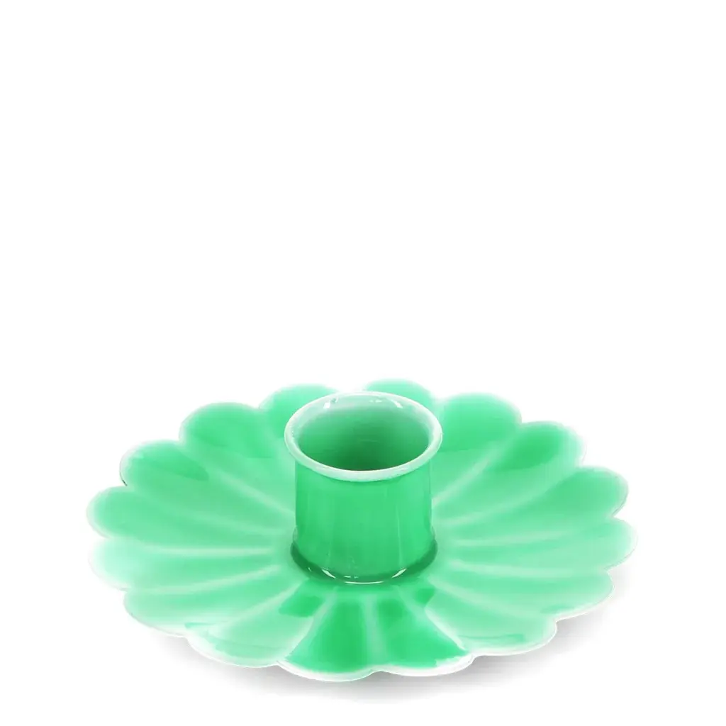 Rex London Portavelas de flor plano en esmaltado GREEN