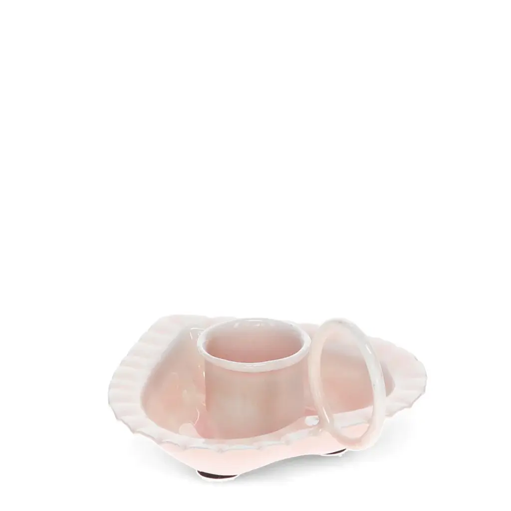 Rex London Portavelas en forma de corazón de esmalte PINK