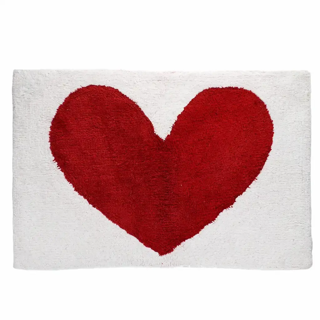 Rex London Alfombrilla de baño de algodón Cœur RED