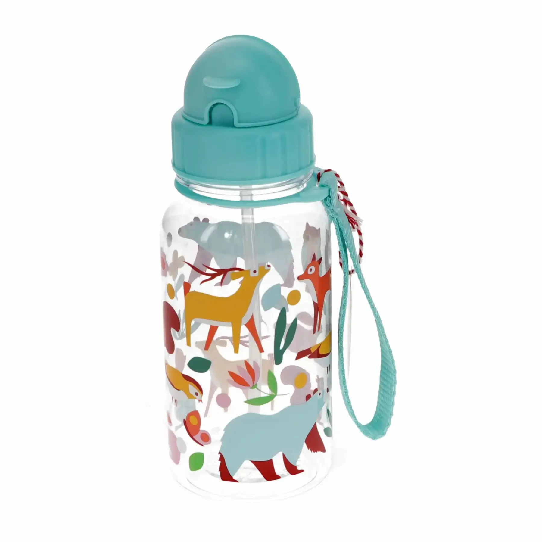 Rex London Botella infantil con pajita Woodland GREEN