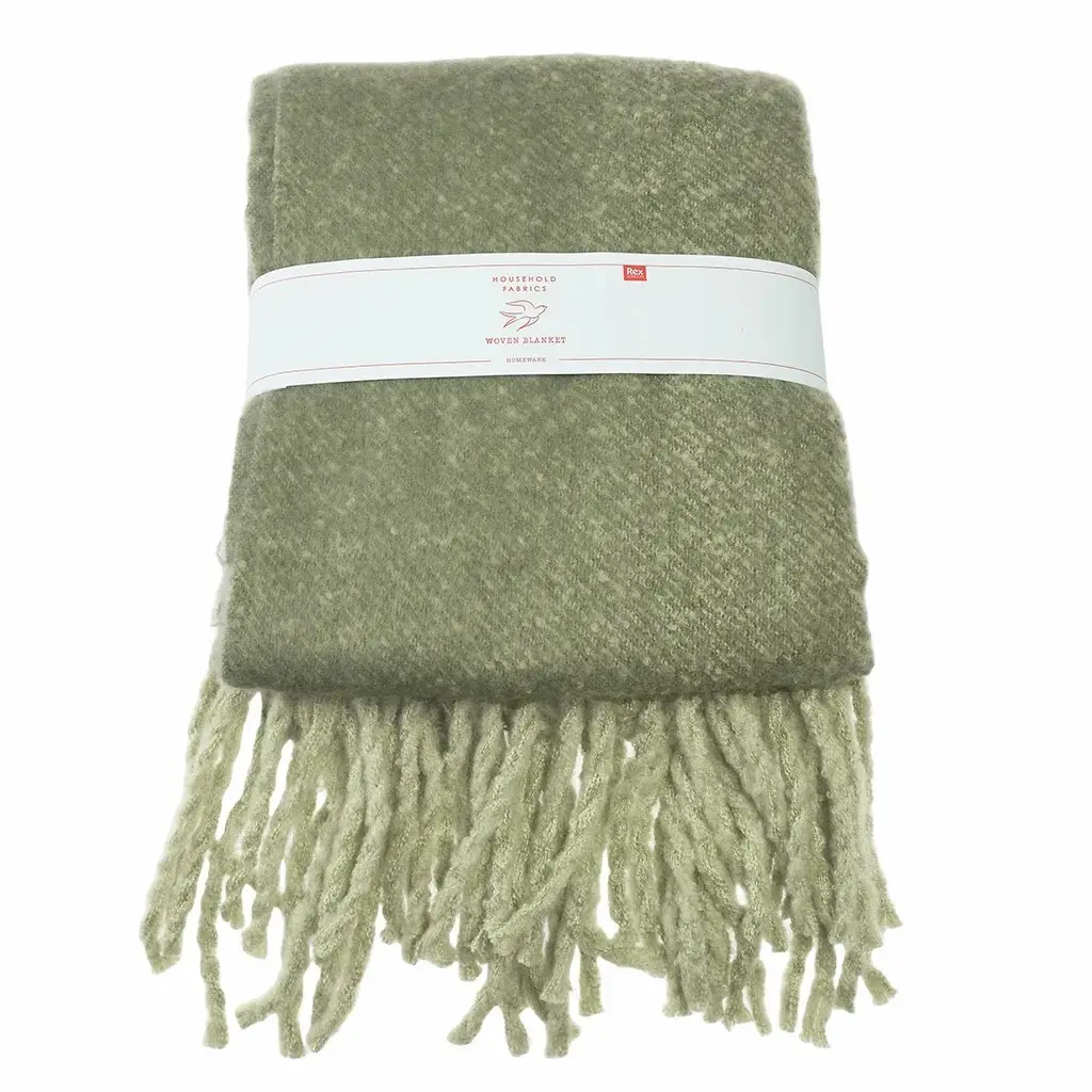 Rex London Manta tejida con borlas GREEN