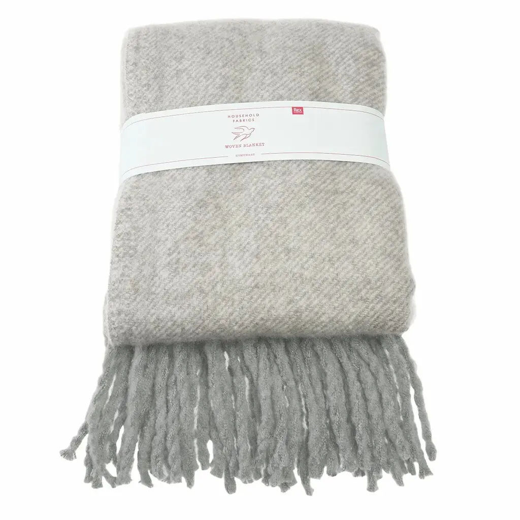 Rex London Manta tejida con borlas GRAY