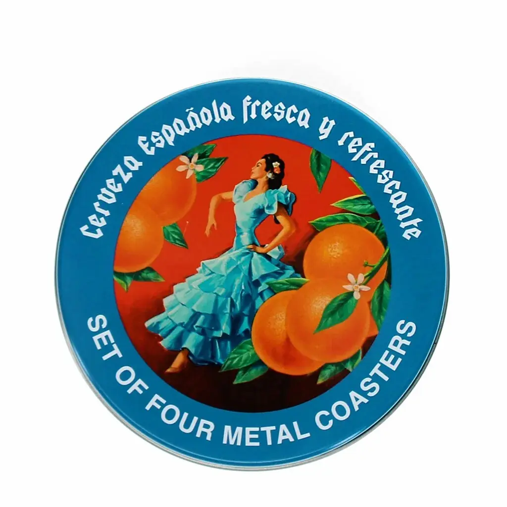 Rex London Posavasos metálicos Cerveza Española (x4) BLUE
