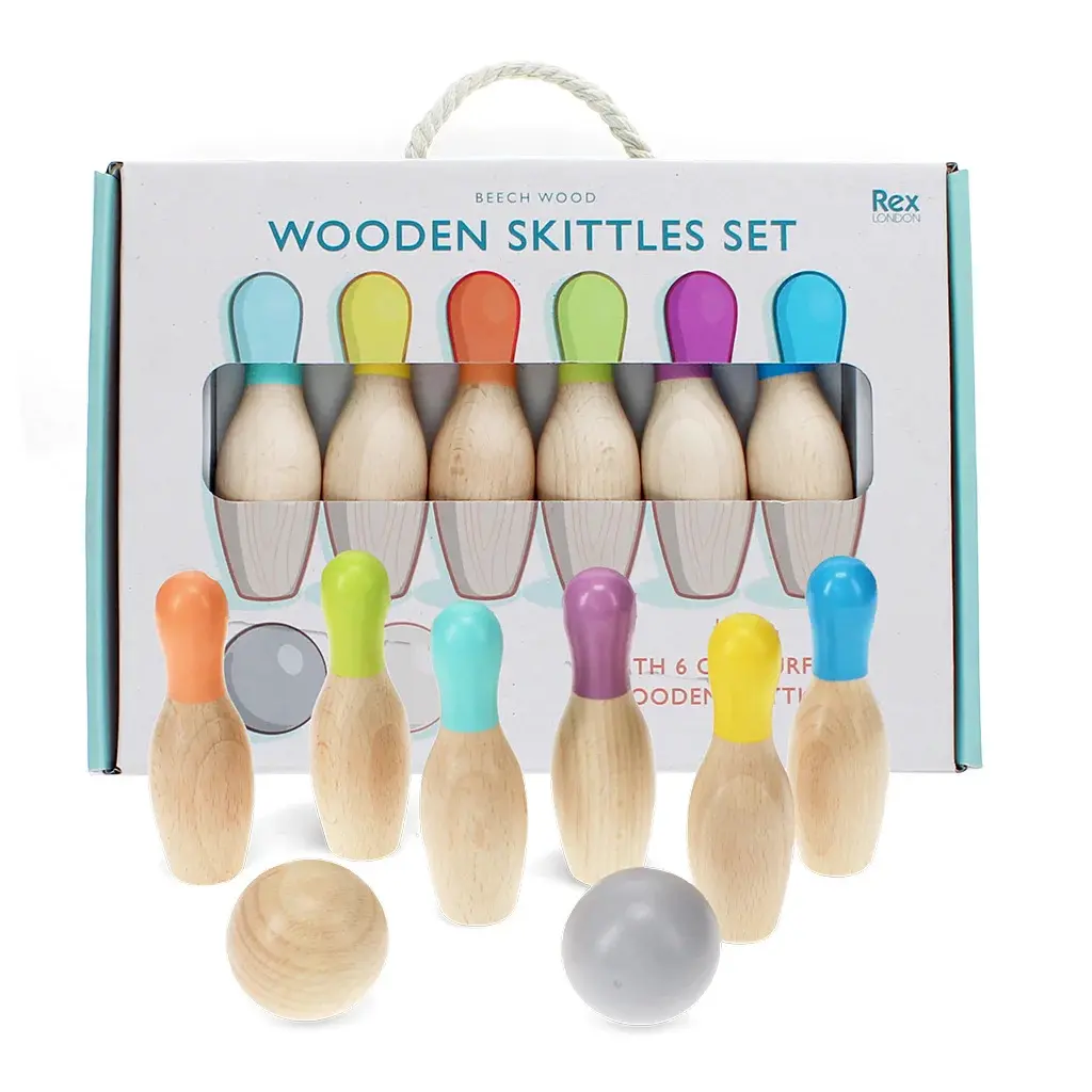 Rex London Juego de bolos de madera para niños BROWN