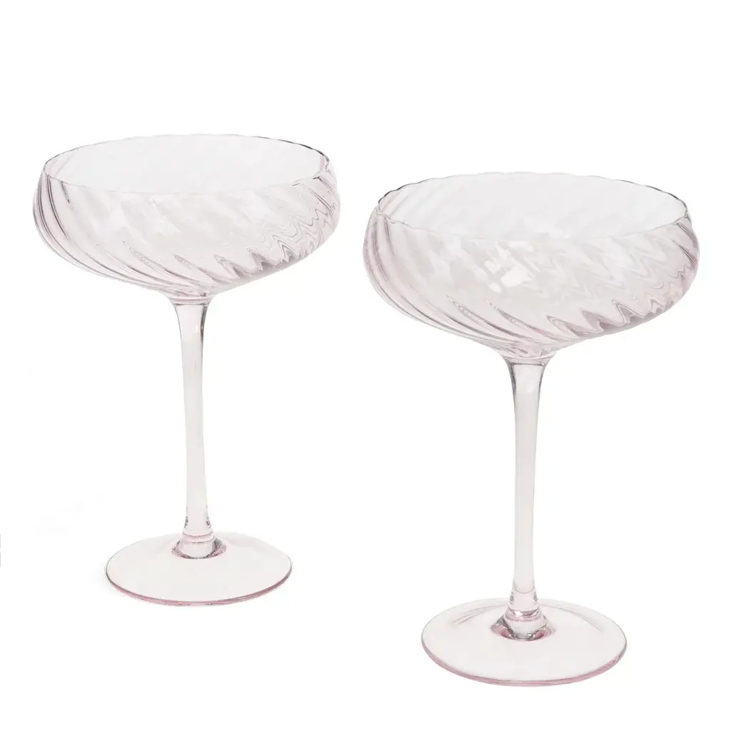 Rex London Copa de cóctel con borde ondulado PINK