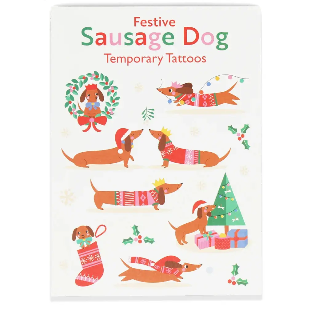 Rex London Tatuajes efímeros de niño perrito salchicha festivo MULTICOLOR