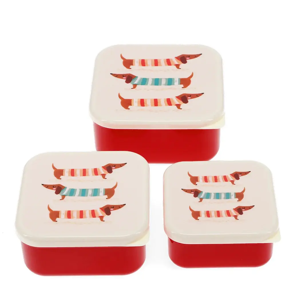 Rex London Cajas y otros organizadores para snacks Sausage Dog (x3) RED