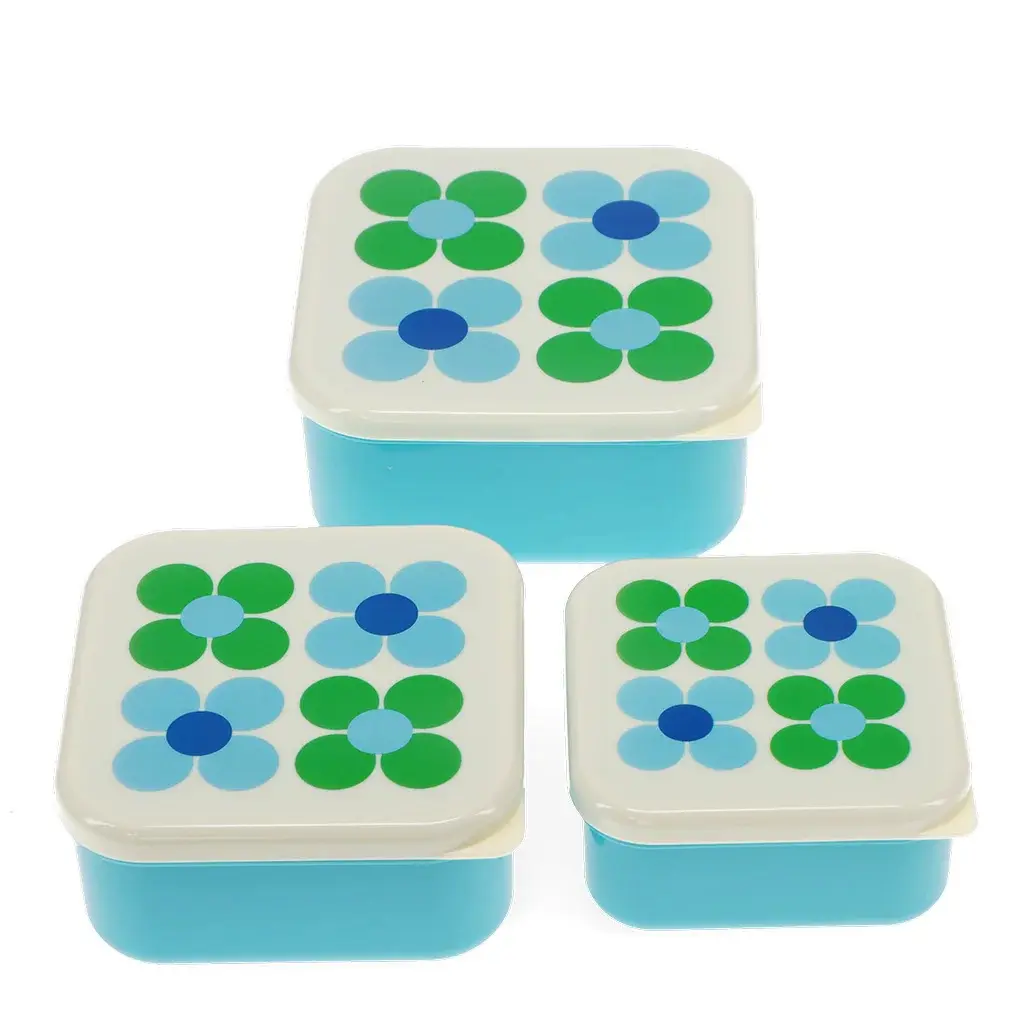 Rex London Cajas y otros organizadores para snacks Blue Daisy (x3) BLUE