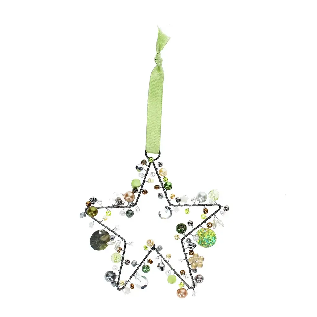 Rex London Objeto decorativo estrella de perlas hecho a mano GREEN