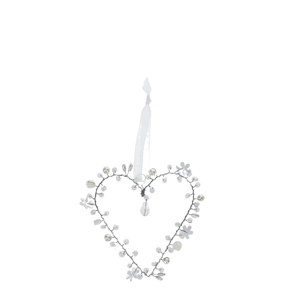 Rex London Objeto decorativo corazón de perlas hecho a mano WHITE