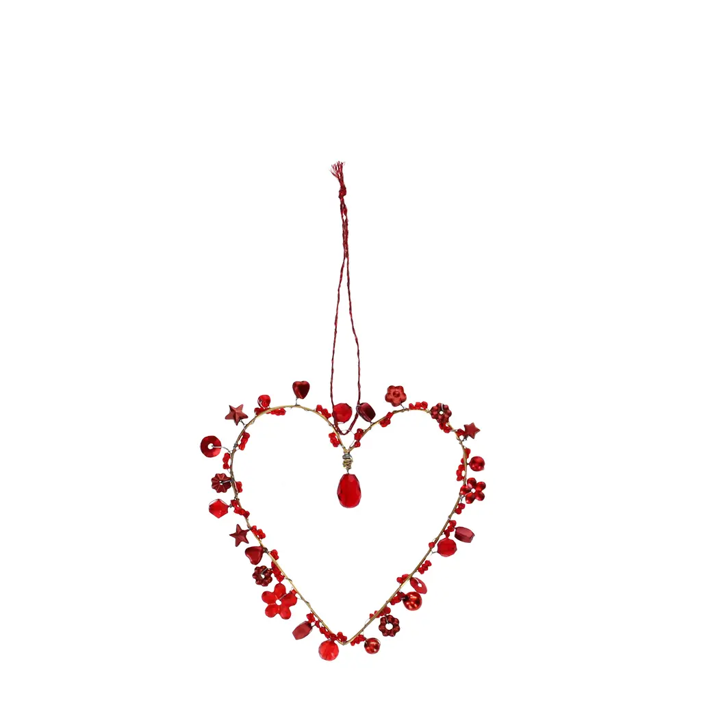 Rex London Objeto decorativo corazón de perlas hecho a mano RED