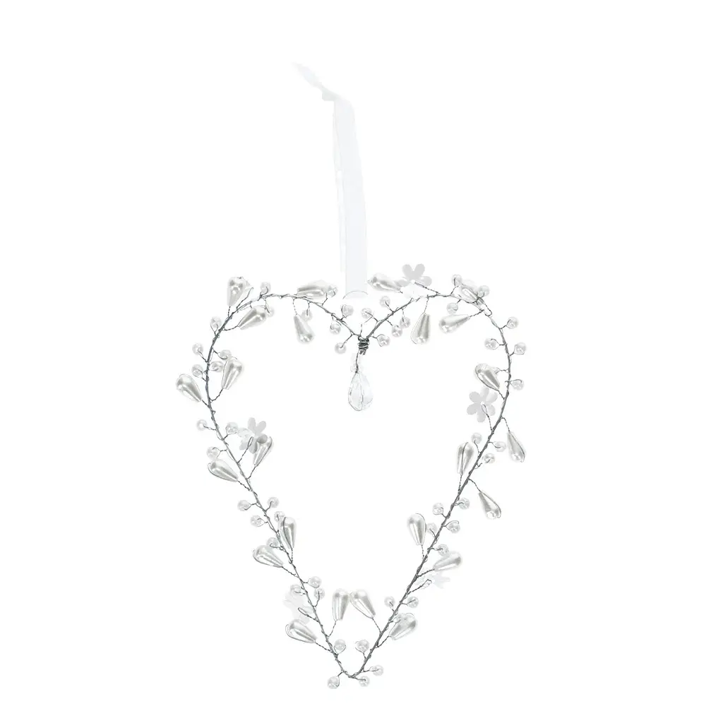 Rex London Objeto decorativo corazón de perlas hecho a mano (x6) WHITE