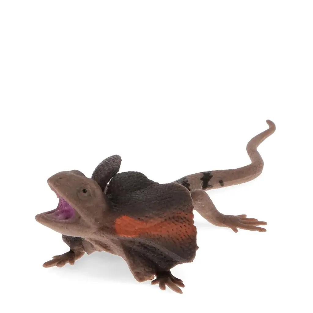 Rex London Figurita de lagarto realista con cuello volante BROWN