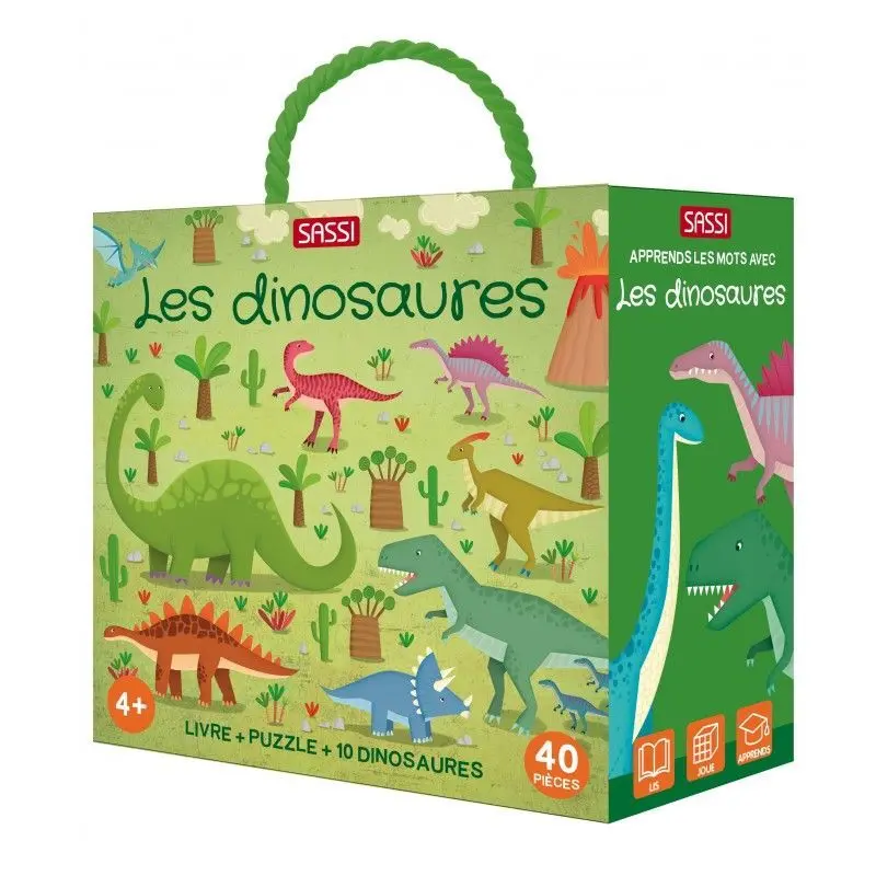 Sassi Puzzle + 2 libros de dinosaurios GREEN